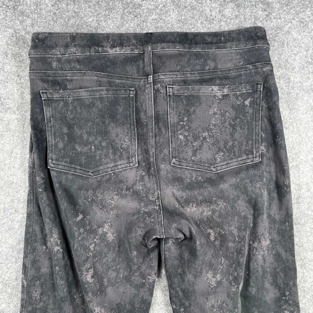 Spanx Jean-ish Leggings Women's Size L Black Camo Pull On‎ Mid Rise Stretch